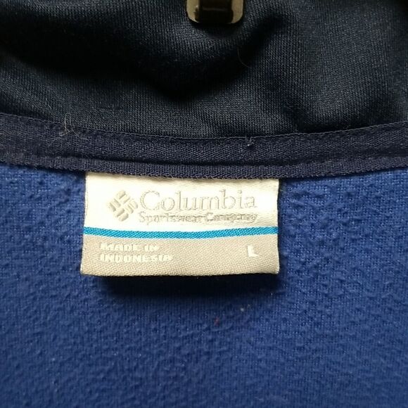 COLUMBIA Lightweight Men's Blue/Black Half zip Fleece Pullover SZ Large - Picture 4 of 4